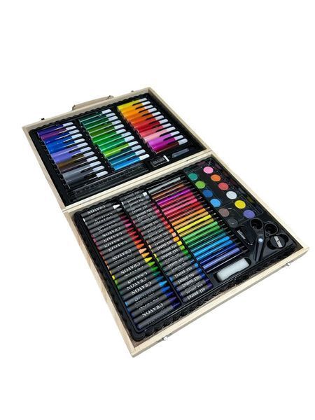 Детский набор для рисования Art Set на 150 предметов в деревянном чемодане. Набор для творчества для детей 2013960296 фото