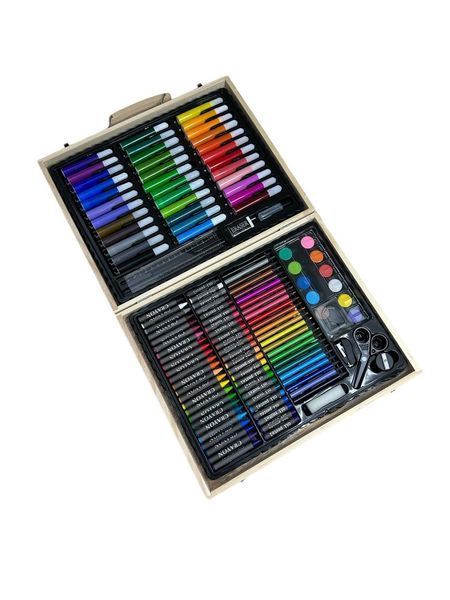 Детский набор для рисования Art Set на 150 предметов в деревянном чемодане. Набор для творчества для детей 2013960296 фото