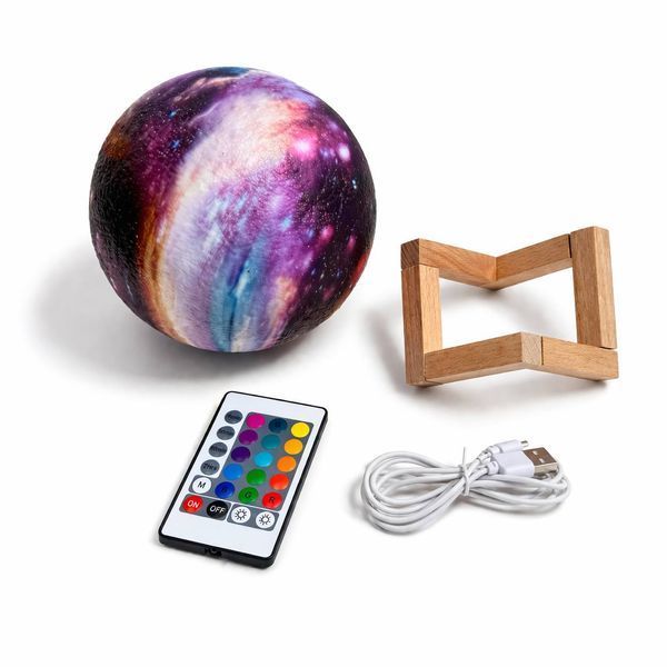 3D ночник &laquo;Луна&raquo; с пультом управления, 16 цветов, LED лампа Moon Lamp с подставкой M1030 фото