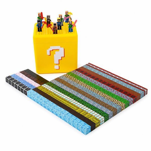 Магнитный конструктор Building World Lucky Block, 260 кубиков, 8 фигурок, пластиковая коробка с игровой крышкой M1112 фото