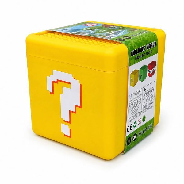 Магнитный конструктор Building World Lucky Block, 260 кубиков, 8 фигурок, пластиковая коробка с игровой крышкой M1112 фото