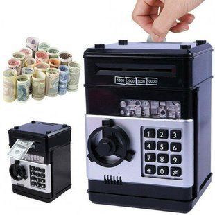 Электронный сейф копилка Number Bank "Банкомат" детский подарок с кодовым замком и купюроприёмником 1756375472 фото