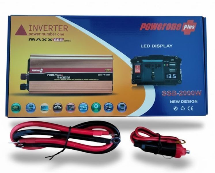 Перетворювач напруги Power One Plus 12V/220V 2000W з LCD-індикатором (2104618785) 2104618785 фото