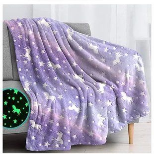 Плед Magic Blanket с звездами светящийся в темноте размером 120x150 см фиолетовый 2064995500 фото