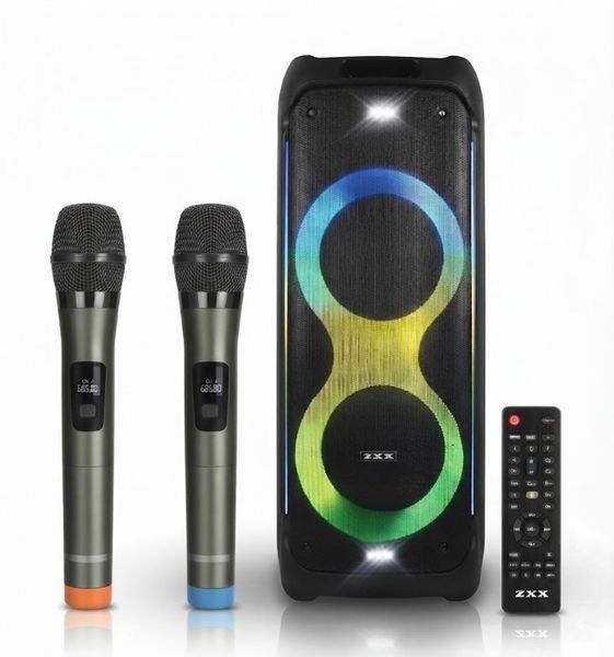 Портативная акустическая колонка ZXX-5580, 100 Вт, 2&times;10", TWS, FM, USB, TF, Bluetooth, REC, LED, 2 микрофона 2104619591 фото