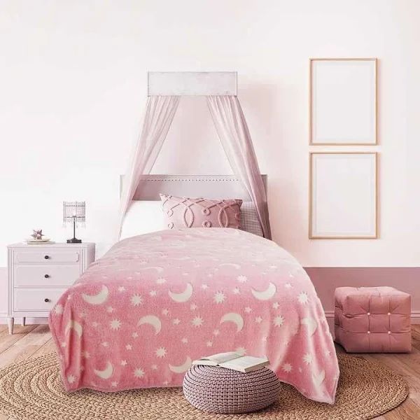 Плед Magic Blanket с звездами светящийся в темноте размером 120x150 см Розовый 2064998147 фото