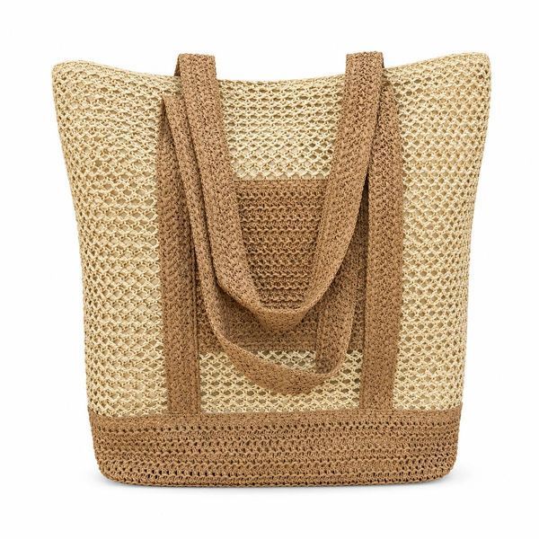 Пляжная сумка-шоппер LUNA 2629 плетеная женская с подкладкой и молнией Beige Breeze M1065 фото