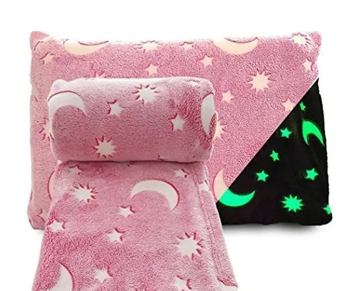 Плед Magic Blanket с звездами светящийся в темноте размером 120x150 см Розовый 2064998147 фото
