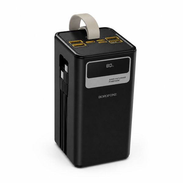 Повербанк BOROFONE DBT35B 50000 mAh 22.5W PD20W з вбудованими кабелями, LED-дисплеєм та ліхтариком M1141 фото