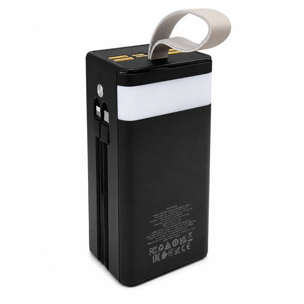 Повербанк BOROFONE DBT35B 50000 mAh 22.5W PD20W з вбудованими кабелями, LED-дисплеєм та ліхтариком M1141 фото