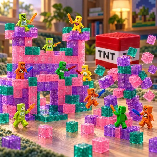 Магнитный конструктор Magnetic Blocks 90 деталей: 80 кубиков + 10 фигурок, 3+ M1272 фото