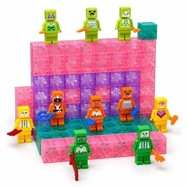 Магнитный конструктор Magnetic Blocks 90 деталей: 80 кубиков + 10 фигурок, 3+ M1272 фото