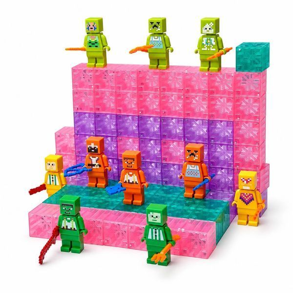 Магнитный конструктор Magnetic Blocks 90 деталей: 80 кубиков + 10 фигурок, 3+ M1272 фото