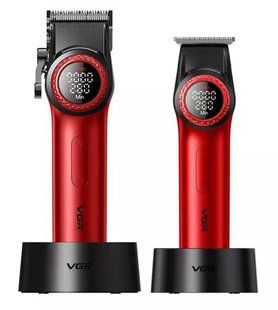 Набір VGR 2 в 1 V-001 & V-977 RED машинка для стрижки та триммер, акумуляторний комплект Червоний (VGR158) VGR158 фото