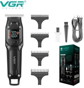 Акумуляторний триммер VGR V-964 BLACK з 3 змінними насадками та LED екраном 7000 об/хв Чорний (VGR073) VGR073 фото