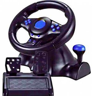 Игровой руль с педалями для пк 3в1 Vibration Steering wheel геймпад PS2, PS3, PC 1756374628 фото