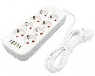 Мережевий подовжувач Power Socket з 8 розетками та 3 USB-портами 2500W переноска 5 м (2104618792) 2104618792 фото