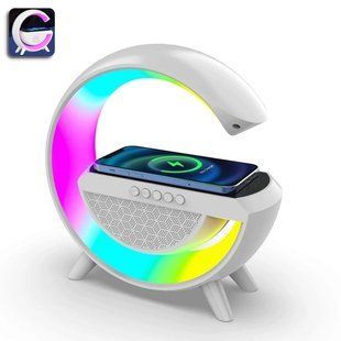 Яркий большой ночник RGB AS-K10 с беспроводной зарядкой для телефона Bluetooth колонкой и будильником 3в1 1876495732 фото