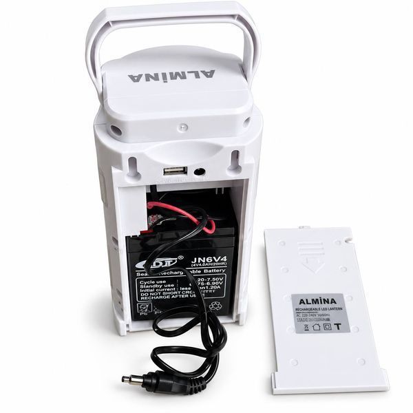 Фонарь аккумуляторный светодиодный ALMINA 2606L на 24 LED, с функцией Power Bank, USB-выходом, 2 режимами освещения, белый M1320 фото