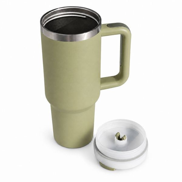 Термос термокружка Tumbler з ручкою, кришкою та трубочкою 30 см, колір оливка M1184 фото