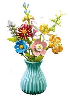 Конструктор для інтер'єру Flowerbed Luxury Серія For You Букет у бірюзовій вазі 737 деталей 2104619347 фото