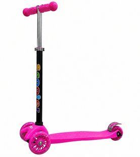 Трехколесный детский самокат Scooter Maxi Макси 16 светящиеся колеса Розовый 2104619547 фото