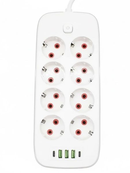 Мережевий подовжувач Power Socket з 8 розетками та 3 USB-портами 2500W переноска 3 м (2104618793) 2104618793 фото