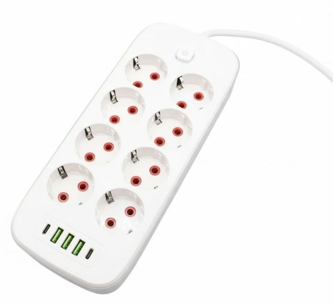 Мережевий подовжувач Power Socket з 8 розетками та 3 USB-портами 2500W переноска 3 м (2104618793) 2104618793 фото