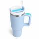 Термос термокружка Tumbler з ручкою, кришкою та трубочкою 30 см, колір блакитний  M1185 фото 6