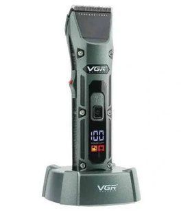 Машинка VGR V-696 для стрижки волосся з цифровим дисплеєм та насадками акумуляторна 5 Вт зелений (2390000051) 2390000051 фото