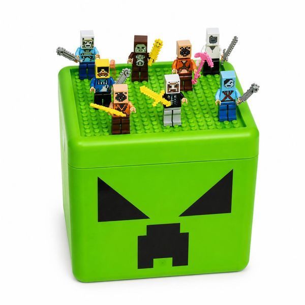 Магнитный конструктор Building World Magnetic Block Creeper  в пластиковом боксе, 260 кубиков, 8 фигурок, базовая пластина для игры M1113 фото