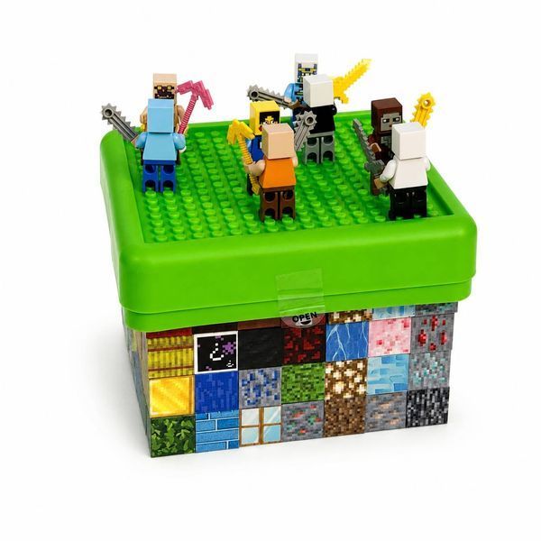 Магнитный конструктор Building World Magnetic Block Creeper  в пластиковом боксе, 260 кубиков, 8 фигурок, базовая пластина для игры M1113 фото