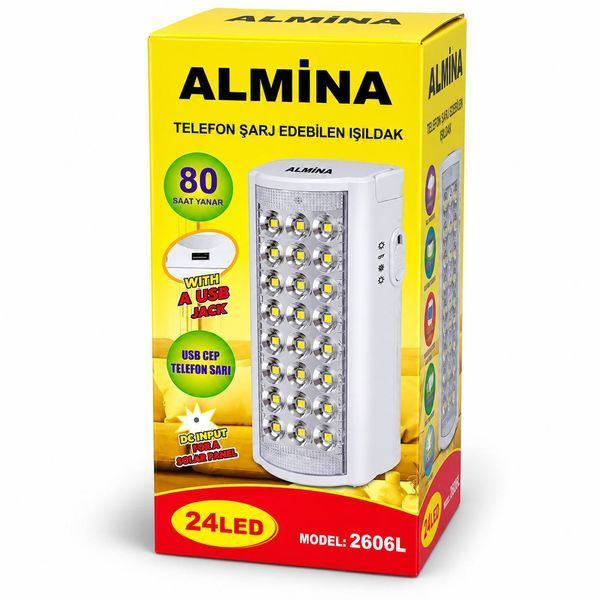 Фонарь аккумуляторный светодиодный ALMINA 2606L на 24 LED с функцией Power Bank, синий M1322 фото