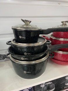 Набір казанів і сковорода з антипригарним гранітним покриттям Higher Kitchen HK-307 зелений НК307Z фото