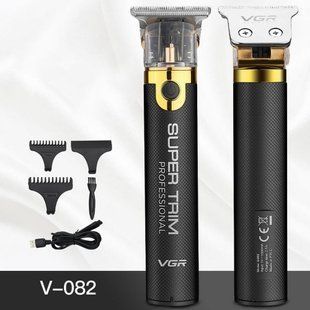 Машинка для стрижки VGR Super Trim V-082 электрическая беспроводная профессиональная с 3 насадками Черная 1756375520 фото