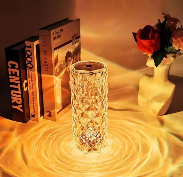 Ночник настольный сенсорный Crystal Rose RGB лампа-роза на аккумуляторе 16 цветов с пультом (2104619151)   2104619151 фото