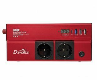 Автомобільний інвертор D.WORLD DW-3988 1500 Вт модифікована синусоїда (2104619056) 2104619056 фото