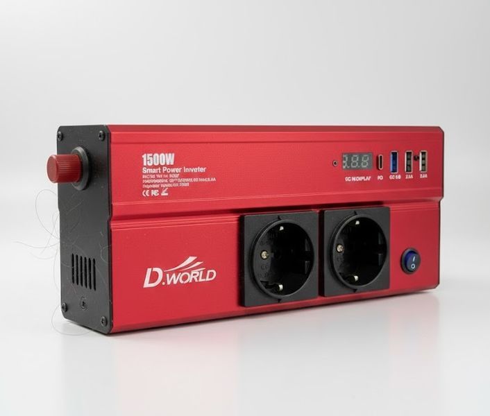 Автомобільний інвертор D.WORLD DW-3988 1500 Вт модифікована синусоїда (2104619056) 2104619056 фото