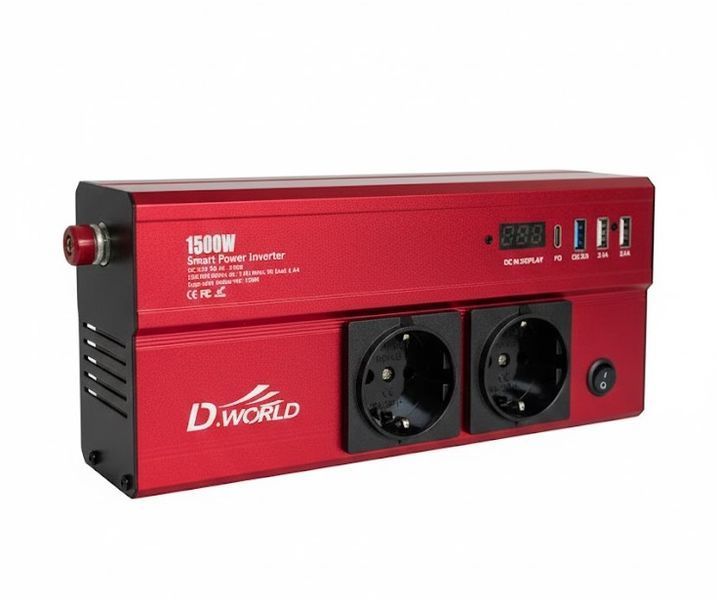 Автомобільний інвертор D.WORLD DW-3988 1500 Вт модифікована синусоїда (2104619056) 2104619056 фото