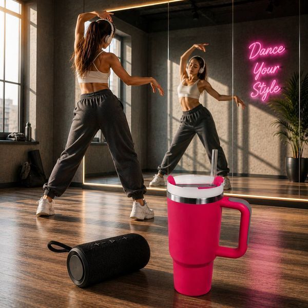 Термос термокружка Tumbler з ручкою, кришкою та трубочкою 30 см, колір фуксія M1189 фото