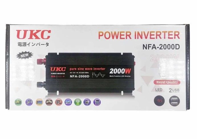Перетворювач напруги інвертор з чистою синусоїдою UKC NFA-2000D 12-220V автомобільний перетворювач 2000W 2104618318 фото