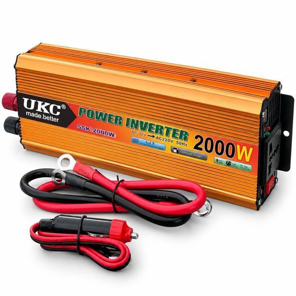 Преобразователь напряжения автомобильный UKC SSK-2000W GOLD 12В&ndash;220В, инвертор с пиковой мощностью 2000 Вт, USB M1327 фото