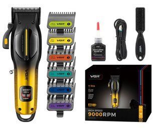 Машинка для стрижки VGR V-026 GOLD акумуляторний кліппер, 9000 RPM, 6 насадок, LED екран Золотий (VGR116) VGR116 фото