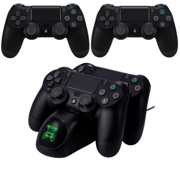 Комплект джойстиків + зарядний пристрій для пристроїв PS4 V2 чорний (2104618557) 2104618557 фото
