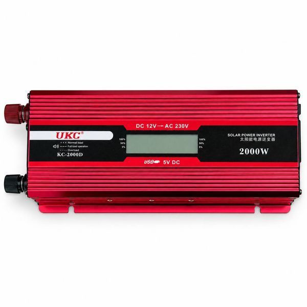 Інвертор UKC KC-2000D LCD 12В/220В, перетворювач напруги з піковою потужністю 2000 Вт, USB, для автомобіля та резервного живлення від акумулятора M1330 фото