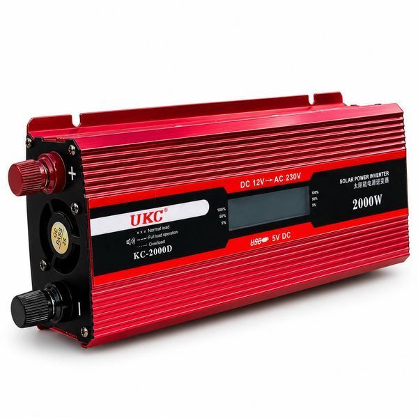 Інвертор UKC KC-2000D LCD 12В/220В, перетворювач напруги з піковою потужністю 2000 Вт, USB, для автомобіля та резервного живлення від акумулятора M1330 фото