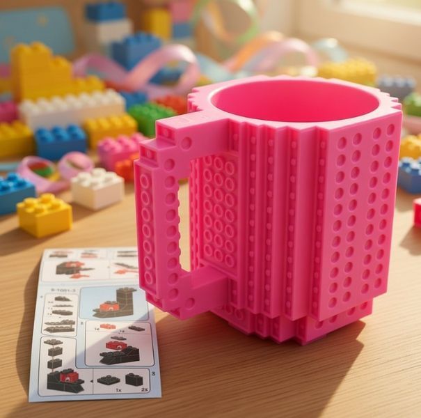 Кухоль-конструктор Build-On Brick Mug для напоїв 350 мл Рожевий (2104619266) 2104619266 фото