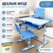 Детская парта Little Genius регулируемая со стулом, лампой и органайзером голубая M1028  фото 4