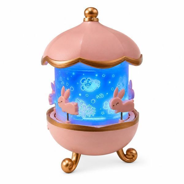 Дитячий нічник-проєктор Bunny&rsquo;s Carousel з Bluetooth, музикою, пультом та змінними проєкційними плівками, рожевий M1114 фото