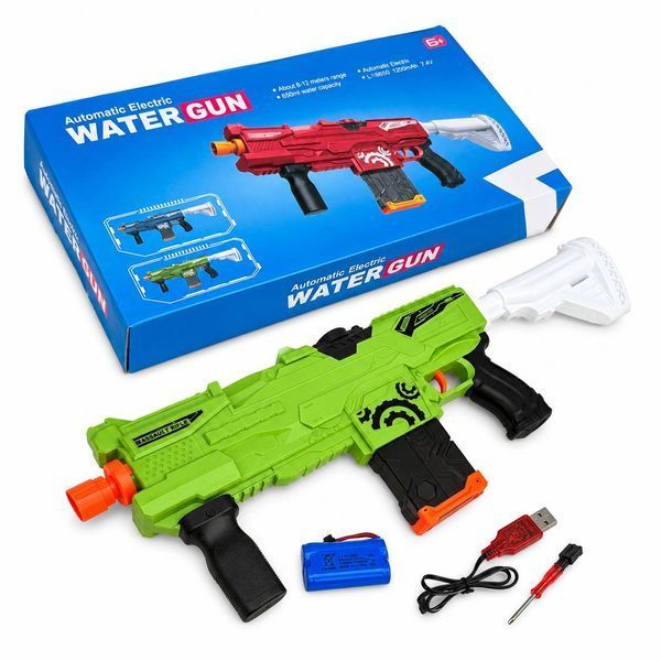 Автоматичний водяний бластер Green Water Gun 63 см з акумулятором та магазином M1078 фото